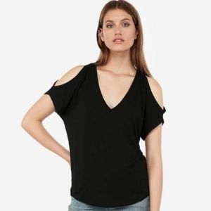 Express one eleven black cold shoulder tee